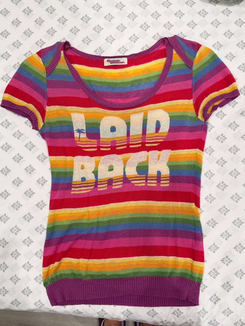 Hysteric Glamour Rainbow Stripe Scoop Neck Tee in Multicolor